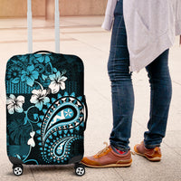 Fiji Masi Paisley Luggage Cover Fijian Hibiscus Tapa Sky Blue Version LT01 Blue - Polynesian Pride