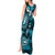 Fiji Masi Paisley Tank Maxi Dress Fijian Hibiscus Tapa Sky Blue Version LT01 - Polynesian Pride