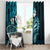 Fiji Masi Paisley Window Curtain Fijian Hibiscus Tapa Sky Blue Version LT01 - Polynesian Pride