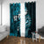 Fiji Masi Paisley Window Curtain Fijian Hibiscus Tapa Sky Blue Version LT01 With Grommets Blue - Polynesian Pride