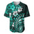 Fiji Masi Paisley Baseball Jersey Fijian Hibiscus Tapa Turquoise Version LT01 Turquoise - Polynesian Pride