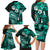 Fiji Masi Paisley Family Matching Long Sleeve Bodycon Dress and Hawaiian Shirt Fijian Hibiscus Tapa Turquoise Version LT01 - Polynesian Pride