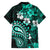 Fiji Masi Paisley Family Matching Off Shoulder Short Dress and Hawaiian Shirt Fijian Hibiscus Tapa Turquoise Version LT01 - Polynesian Pride