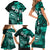 Fiji Masi Paisley Family Matching Short Sleeve Bodycon Dress and Hawaiian Shirt Fijian Hibiscus Tapa Turquoise Version LT01 - Polynesian Pride