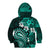 Fiji Masi Paisley Kid Hoodie Fijian Hibiscus Tapa Turquoise Version LT01 - Polynesian Pride