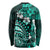 Fiji Masi Paisley Long Sleeve Shirt Fijian Hibiscus Tapa Turquoise Version LT01 - Polynesian Pride