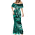 Fiji Masi Paisley Mermaid Dress Fijian Hibiscus Tapa Turquoise Version LT01 - Polynesian Pride