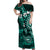 Fiji Masi Paisley Off Shoulder Maxi Dress Fijian Hibiscus Tapa Turquoise Version LT01 Women Turquoise - Polynesian Pride