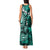 Fiji Masi Paisley Tank Maxi Dress Fijian Hibiscus Tapa Turquoise Version LT01 - Polynesian Pride