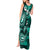 Fiji Masi Paisley Tank Maxi Dress Fijian Hibiscus Tapa Turquoise Version LT01 - Polynesian Pride