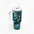 Fiji Masi Paisley Tumbler With Handle Fijian Hibiscus Tapa Turquoise Version