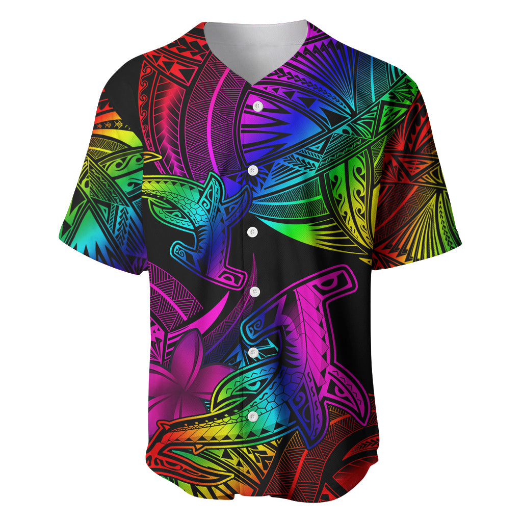 LGBT History Month Baseball Jersey Polynesian Hammerhead Shark LT01 Rainbow - Polynesian Pride