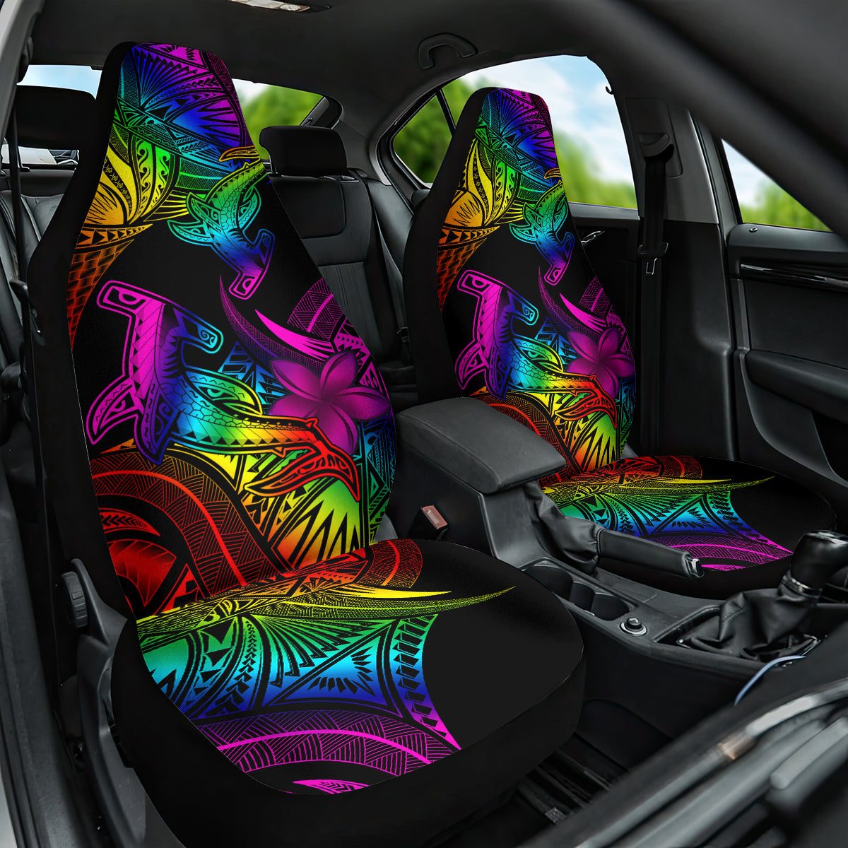 LGBT History Month Car Seat Cover Polynesian Hammerhead Shark LT01 One Size Rainbow - Polynesian Pride
