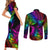 LGBT History Month Couples Matching Short Sleeve Bodycon Dress and Long Sleeve Button Shirt Polynesian Hammerhead Shark LT01