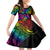 LGBT History Month Family Matching Off Shoulder Maxi Dress and Hawaiian Shirt Polynesian Hammerhead Shark LT01 Daughter's Dress Rainbow - Polynesian Pride