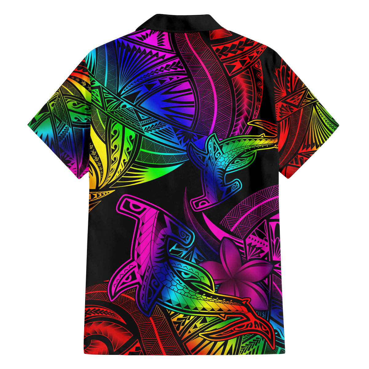 LGBT History Month Family Matching Off Shoulder Short Dress and Hawaiian Shirt Polynesian Hammerhead Shark LT01 - Polynesian Pride