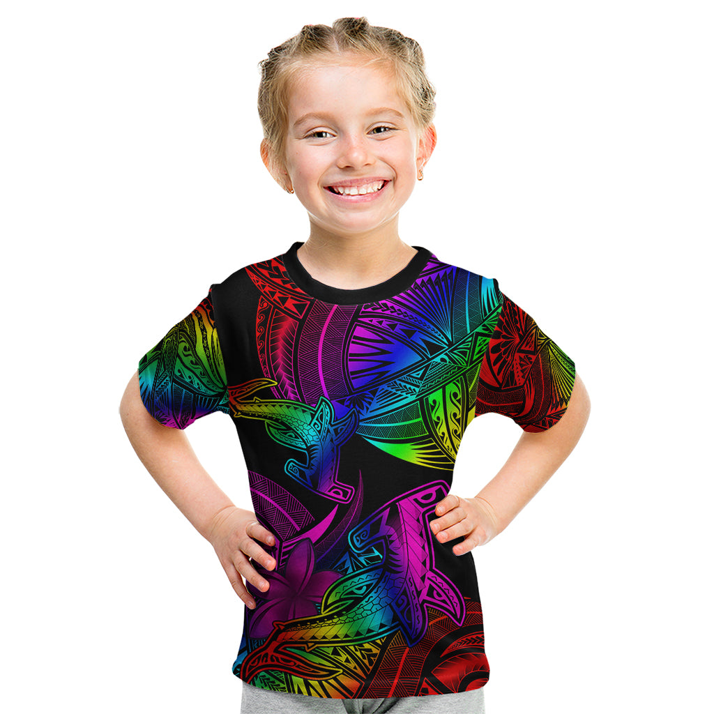 LGBT History Month Kid T Shirt Polynesian Hammerhead Shark LT01 Rainbow - Polynesian Pride