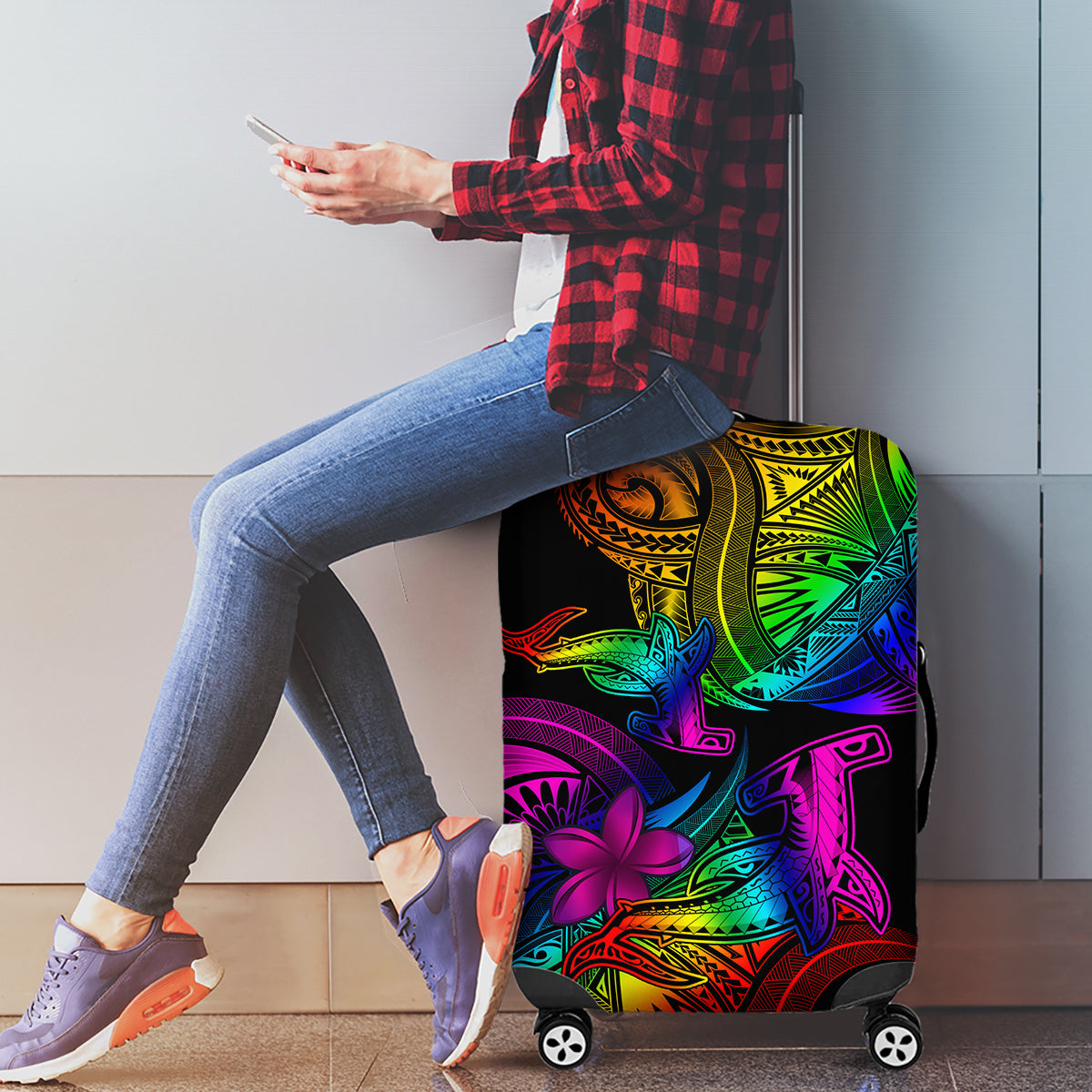 LGBT History Month Luggage Cover Polynesian Hammerhead Shark LT01 - Polynesian Pride