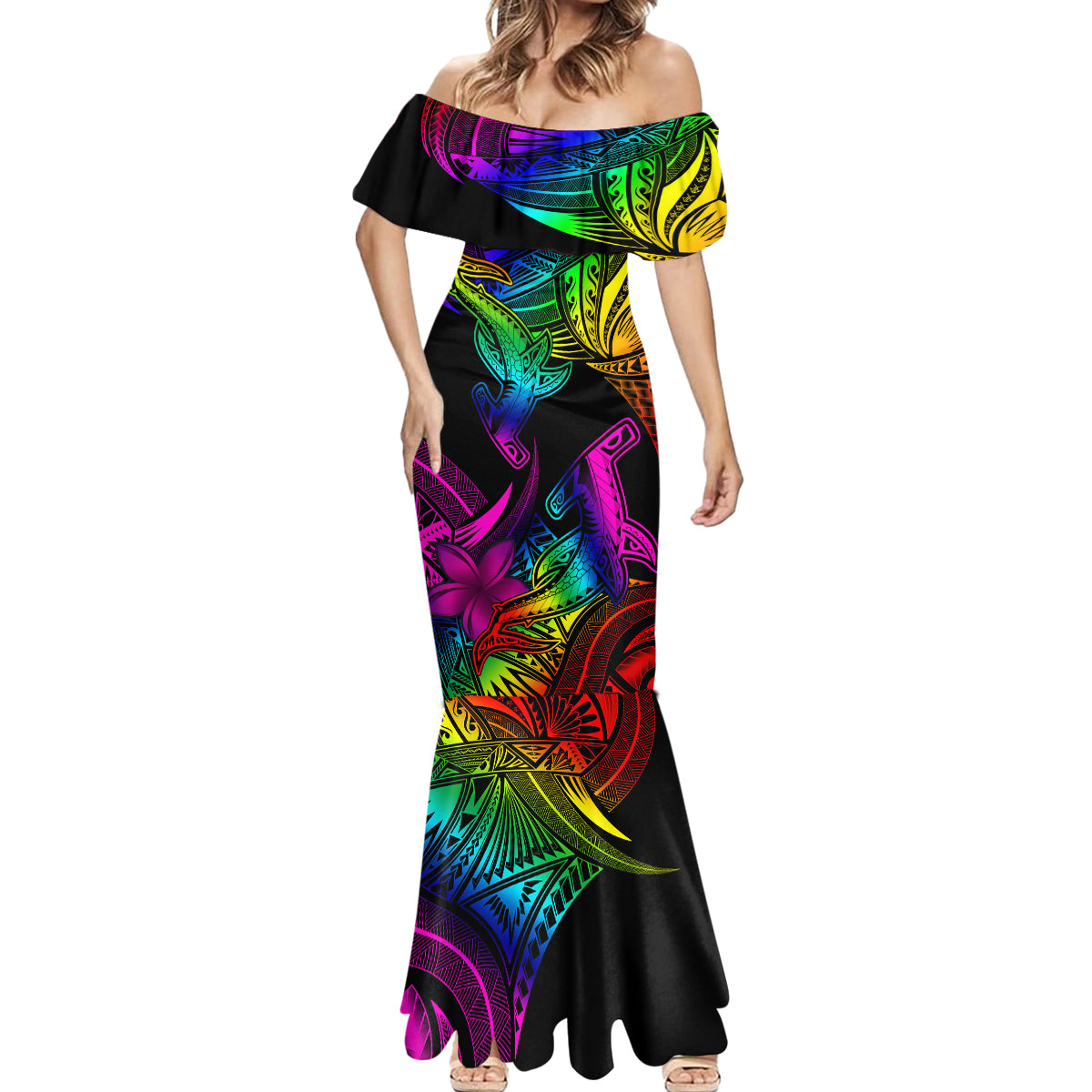 LGBT History Month Mermaid Dress Polynesian Hammerhead Shark LT01 - Polynesian Pride