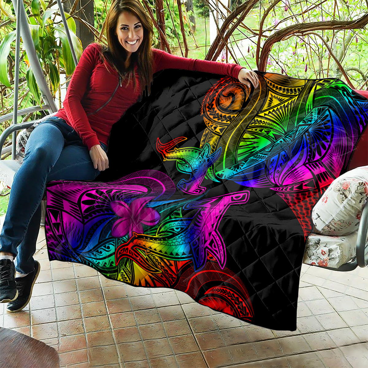 LGBT History Month Quilt Polynesian Hammerhead Shark LT01 - Polynesian Pride