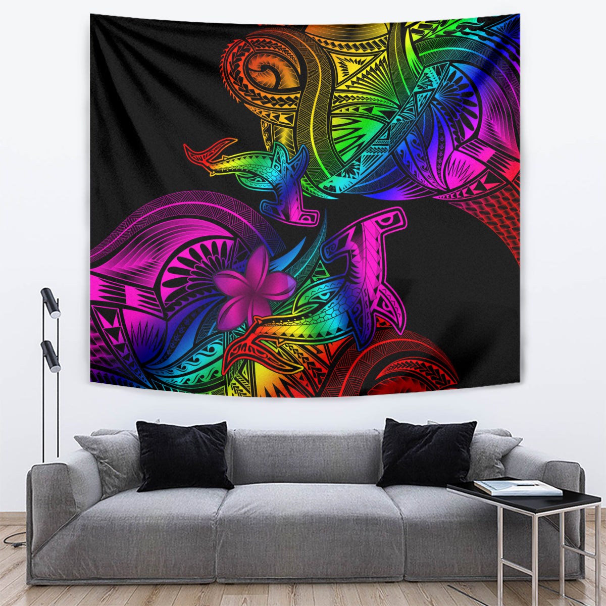 LGBT History Month Tapestry Polynesian Hammerhead Shark LT01 Rainbow - Polynesian Pride