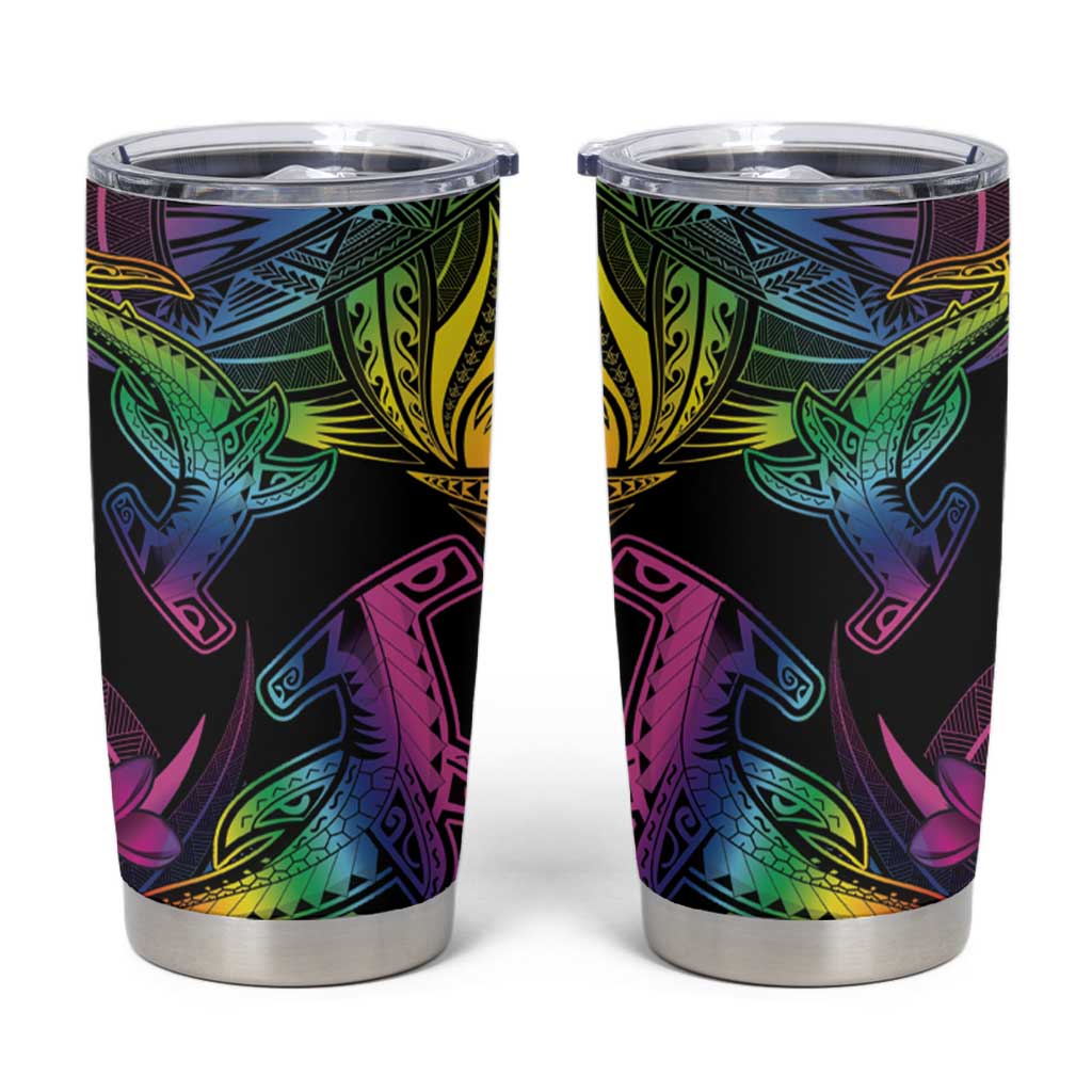 LGBT History Month Tumbler Cup Polynesian Hammerhead Shark LT01 Rainbow - Polynesian Pride