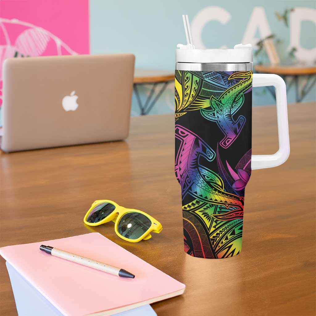 LGBT History Month Tumbler With Handle Polynesian Hammerhead Shark LT01 - Polynesian Pride