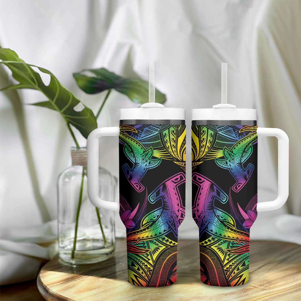 LGBT History Month Tumbler With Handle Polynesian Hammerhead Shark LT01 - Polynesian Pride