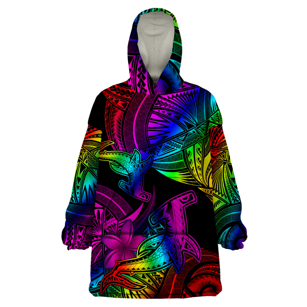 LGBT History Month Wearable Blanket Hoodie Polynesian Hammerhead Shark LT01 One Size Rainbow - Polynesian Pride