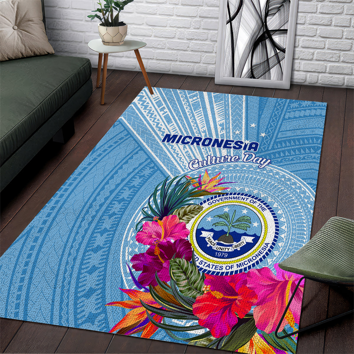 Micronesia Culture Day Area Rug Tribal Pattern Tropical Style LT01 Blue - Polynesian Pride