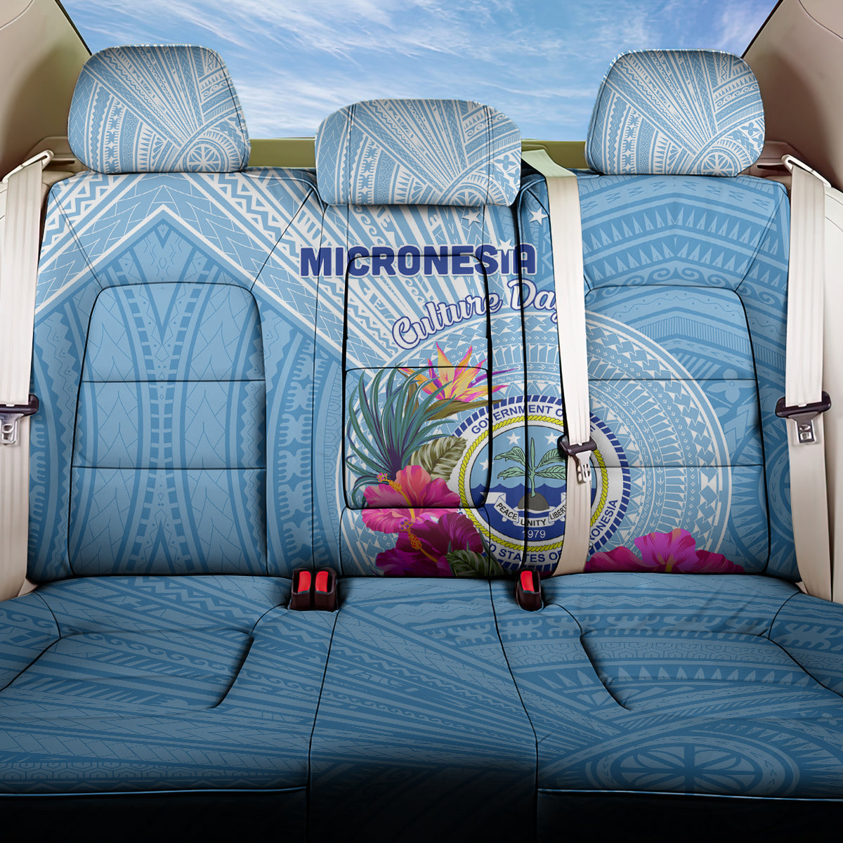 Micronesia Culture Day Back Car Seat Cover Tribal Pattern Tropical Style LT01