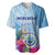 Micronesia Culture Day Baseball Jersey Tribal Pattern Tropical Style LT01 Blue - Polynesian Pride