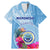 Micronesia Culture Day Family Matching Mermaid Dress and Hawaiian Shirt Tribal Pattern Tropical Style LT01 Dad's Shirt - Short Sleeve Blue - Polynesian Pride