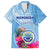 Micronesia Culture Day Family Matching Summer Maxi Dress and Hawaiian Shirt Tribal Pattern Tropical Style LT01 Dad's Shirt - Short Sleeve Blue - Polynesian Pride