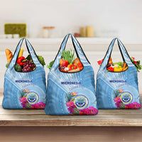 Micronesia Culture Day Grocery Bag Tribal Pattern Tropical Style LT01 3-pack One Size Blue - Polynesian Pride