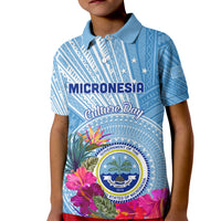 Micronesia Culture Day Kid Polo Shirt Tribal Pattern Tropical Style LT01 Kid Blue - Polynesian Pride