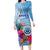 Micronesia Culture Day Long Sleeve Bodycon Dress Tribal Pattern Tropical Style LT01 Long Dress Blue - Polynesian Pride