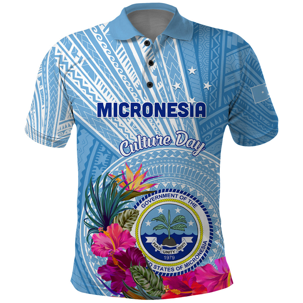 Micronesia Culture Day Polo Shirt Tribal Pattern Tropical Style LT01 Blue - Polynesian Pride