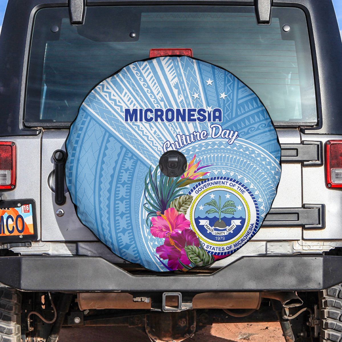 Micronesia Culture Day Spare Tire Cover Tribal Pattern Tropical Style LT01 Blue - Polynesian Pride