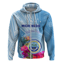 Micronesia Culture Day Zip Hoodie Tribal Pattern Tropical Style LT01 Zip Hoodie Blue - Polynesian Pride