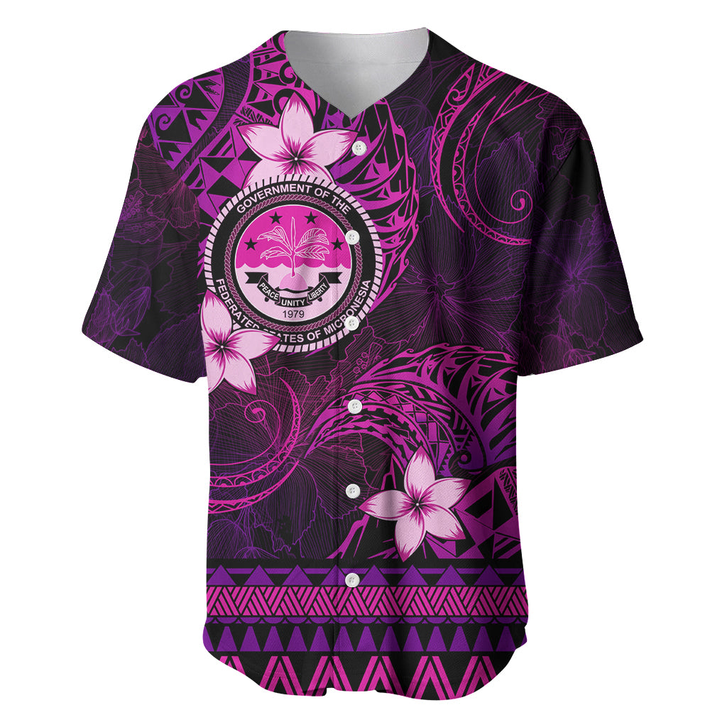 FSM Culture Day Baseball Jersey Tribal Pattern Pink Version LT01 Pink - Polynesian Pride