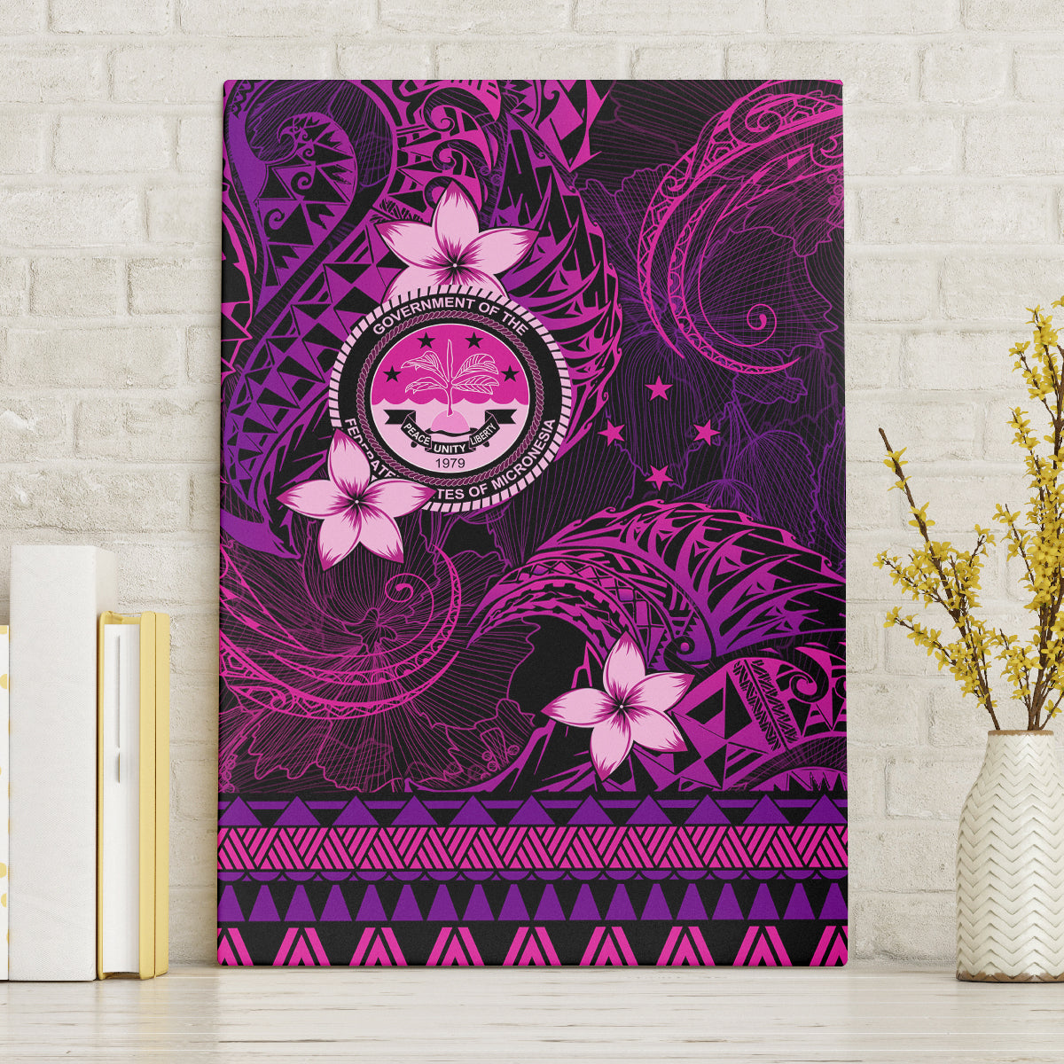 FSM Culture Day Canvas Wall Art Tribal Pattern Pink Version LT01 Pink - Polynesian Pride