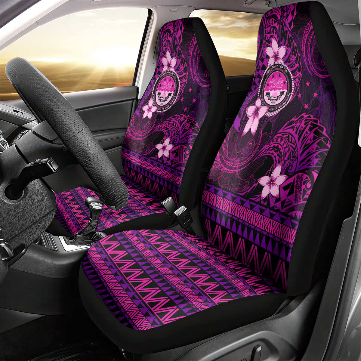 FSM Culture Day Car Seat Cover Tribal Pattern Pink Version LT01 - Polynesian Pride