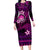 FSM Culture Day Family Matching Long Sleeve Bodycon Dress and Hawaiian Shirt Tribal Pattern Pink Version LT01 Mom's Dress Pink - Polynesian Pride