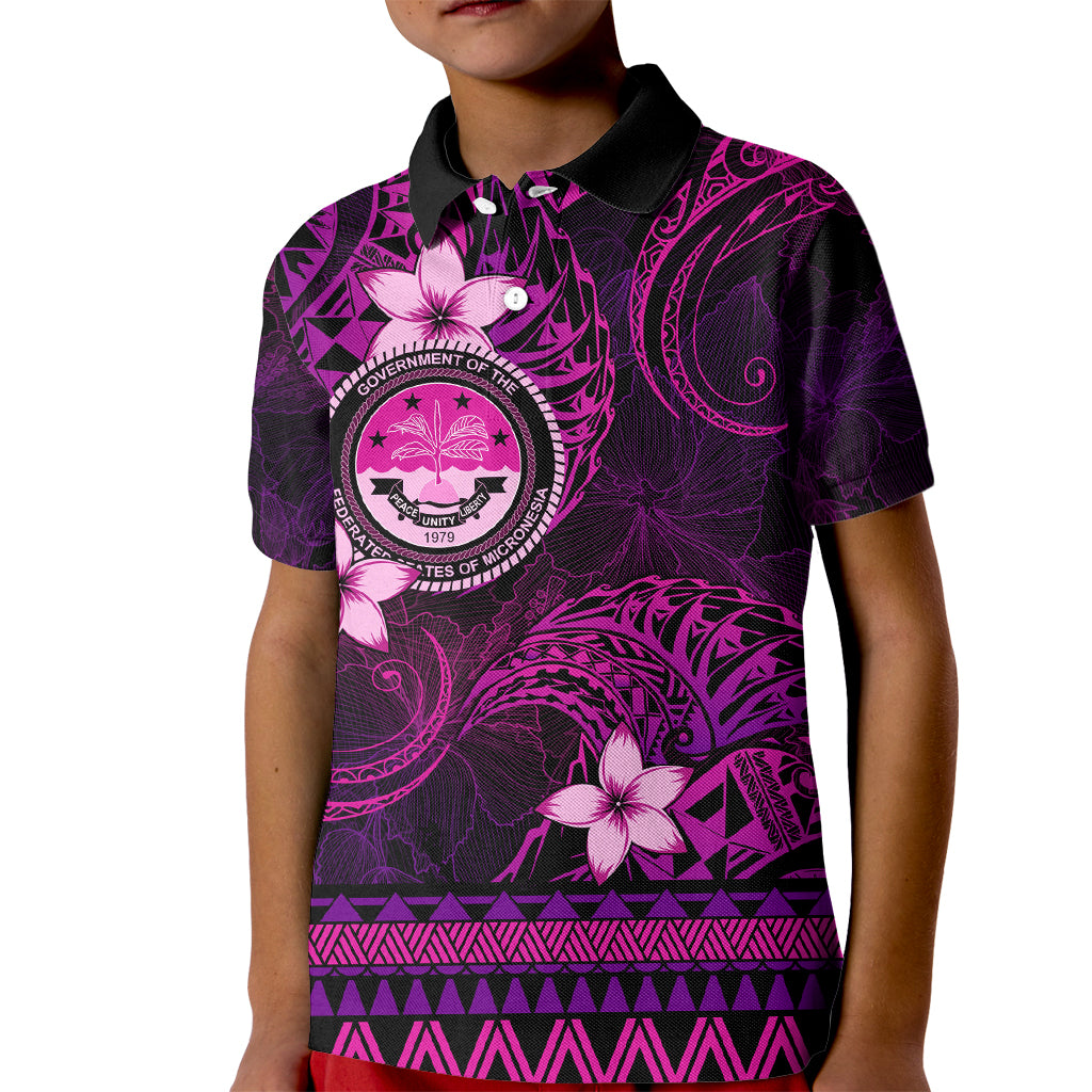 FSM Culture Day Kid Polo Shirt Tribal Pattern Pink Version LT01 Kid Pink - Polynesian Pride