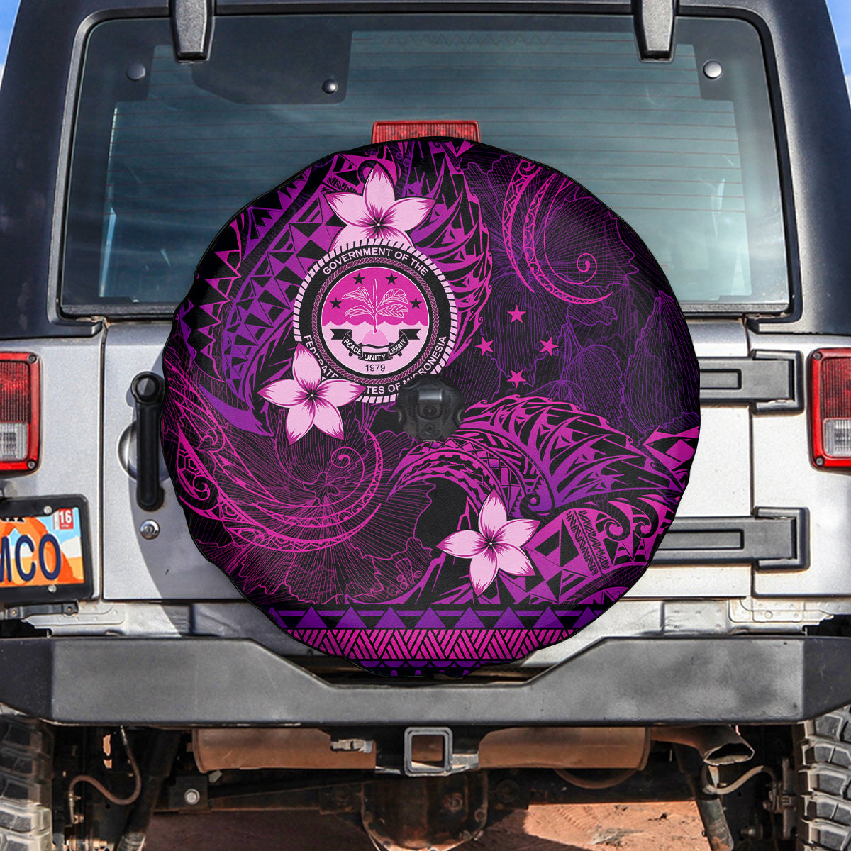 FSM Culture Day Spare Tire Cover Tribal Pattern Pink Version LT01 Pink - Polynesian Pride