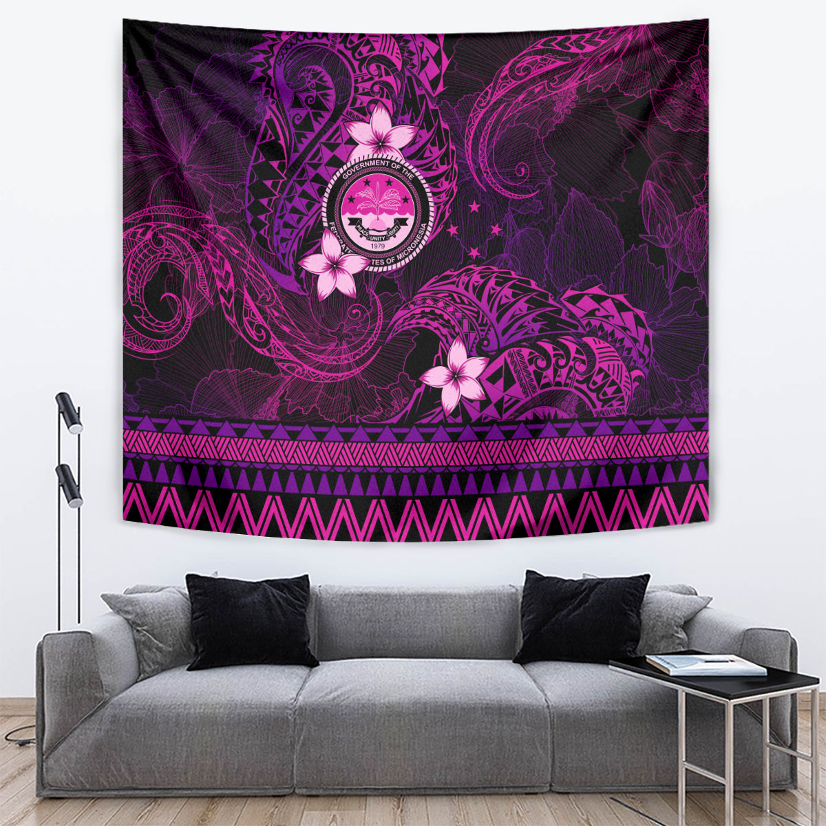 FSM Culture Day Tapestry Tribal Pattern Pink Version LT01 Pink - Polynesian Pride