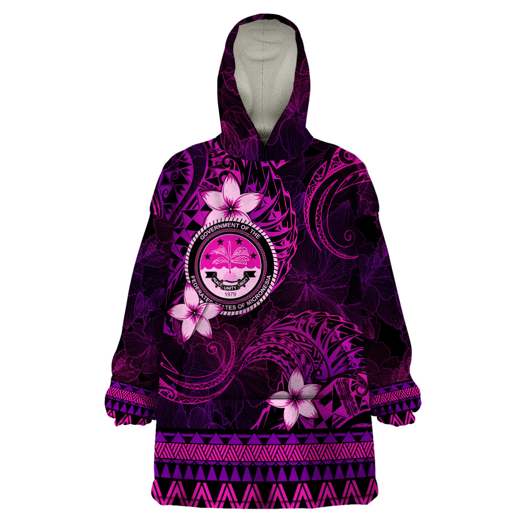 FSM Culture Day Wearable Blanket Hoodie Tribal Pattern Pink Version LT01 One Size Pink - Polynesian Pride