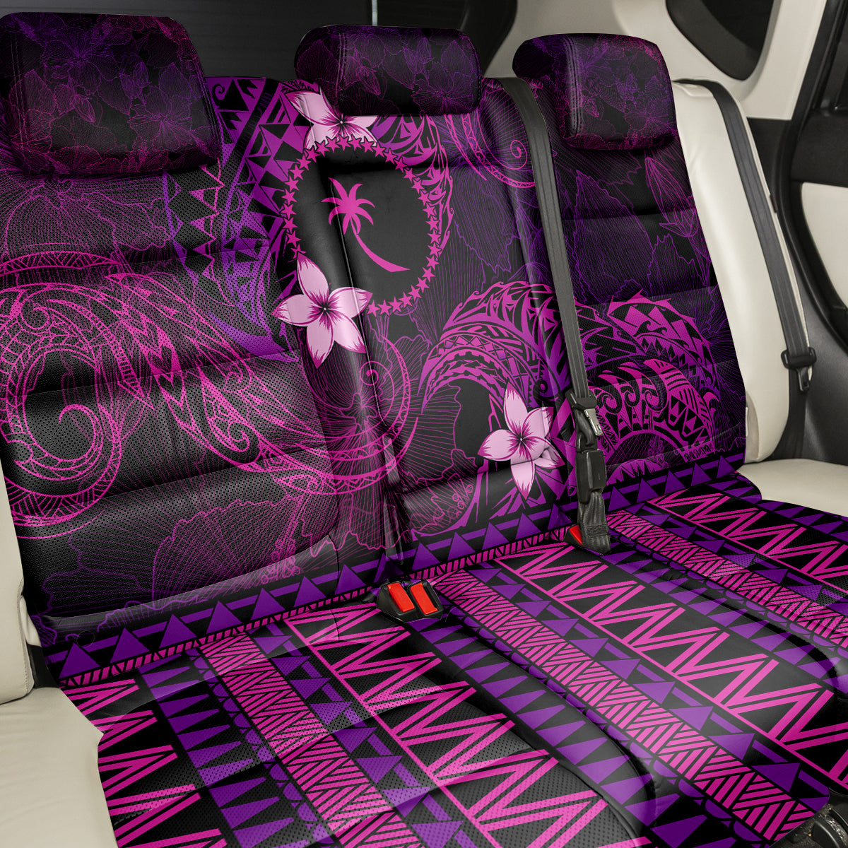 FSM Chuuk State Back Car Seat Cover Tribal Pattern Pink Version LT01