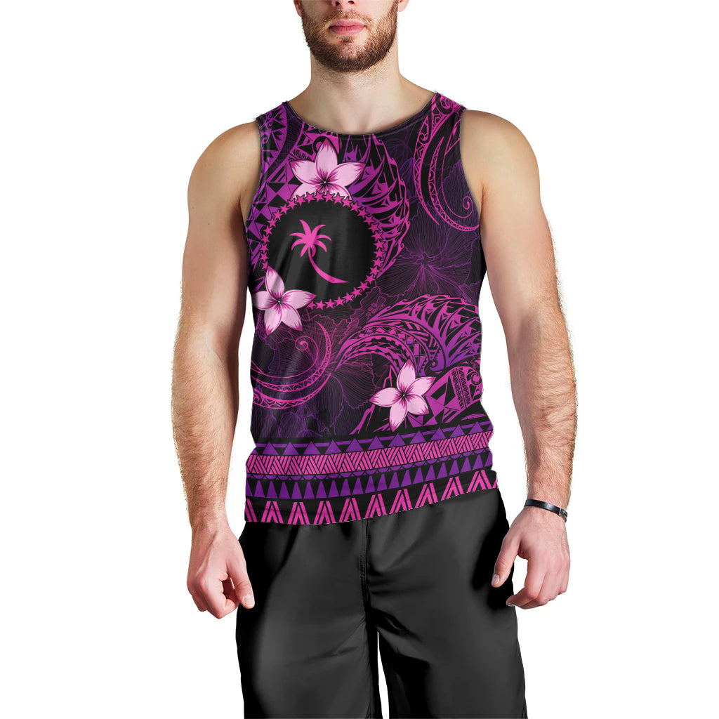 FSM Chuuk State Men Tank Top Tribal Pattern Pink Version LT01 - Polynesian Pride